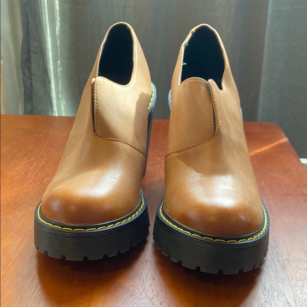 Dr. Martens Cordelia Tan Leather Platform Heels Women's US 8 UK 6 - Picture 5 of 11